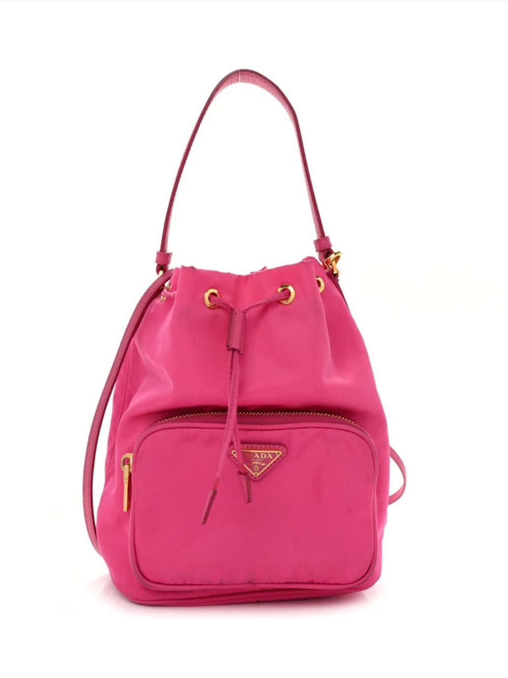 PRADA
Re-Nylon Saffiano Duet Bucket Crossbody Bag